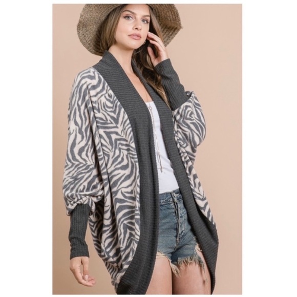 BNWT FirstLove by Lovelyn Zebra-print Open Cardigan - Picture 6 of 9